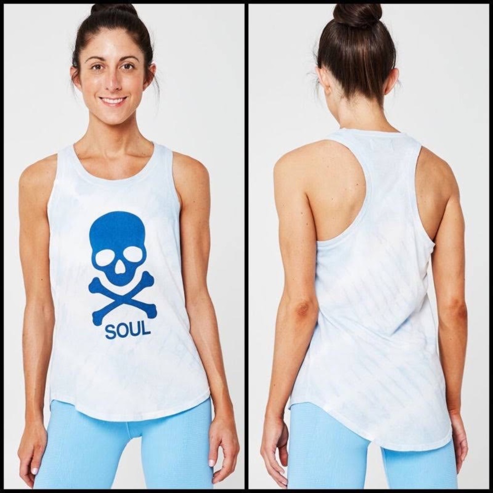 Soulcycle Lightblue Skull Graphic Tee Soul Cycle Peleton Workout Tank Top